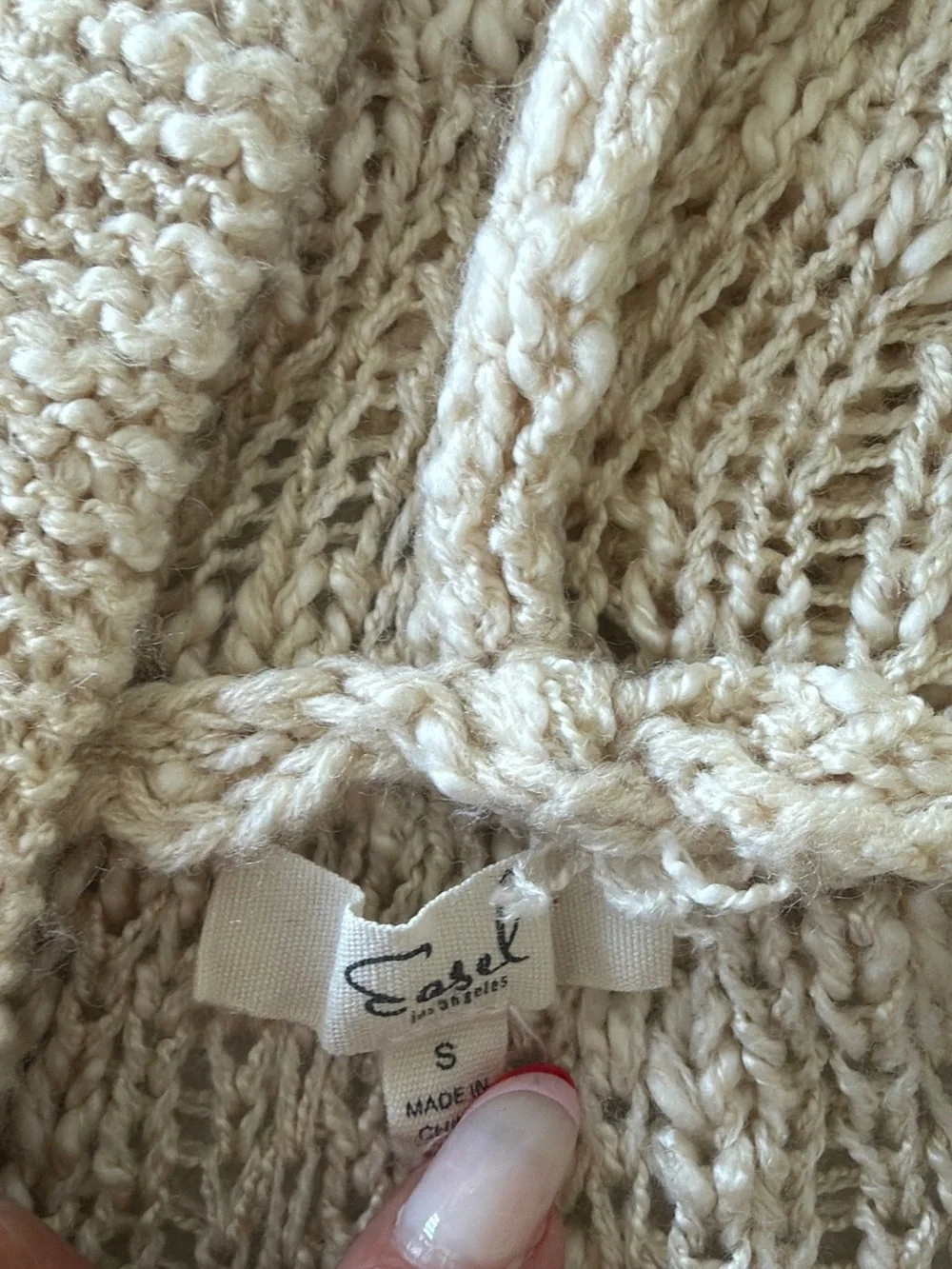 EASEL Cream Multicolor Stripe Open Knit Sweater Hoodie! S - Picture 3 of 7